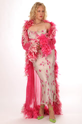 60s Fuchsia Feather Robe
